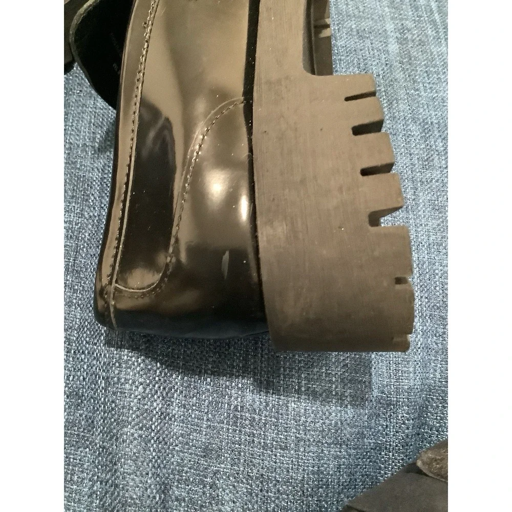 Steve Madden Lando Mens 6.5 M Black Patent Leather Chunky Lug Horsebit Loafers